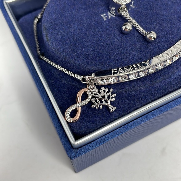 Brilliance Crystal Infinity Bar Adjustable Bracelet Family Forever Infinity Tree - Picture 5 of 9